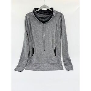 Prana Gray Space Dye Cowl Neck Pullover Hoodie Thumbhole Cuffs‎ Womens Large